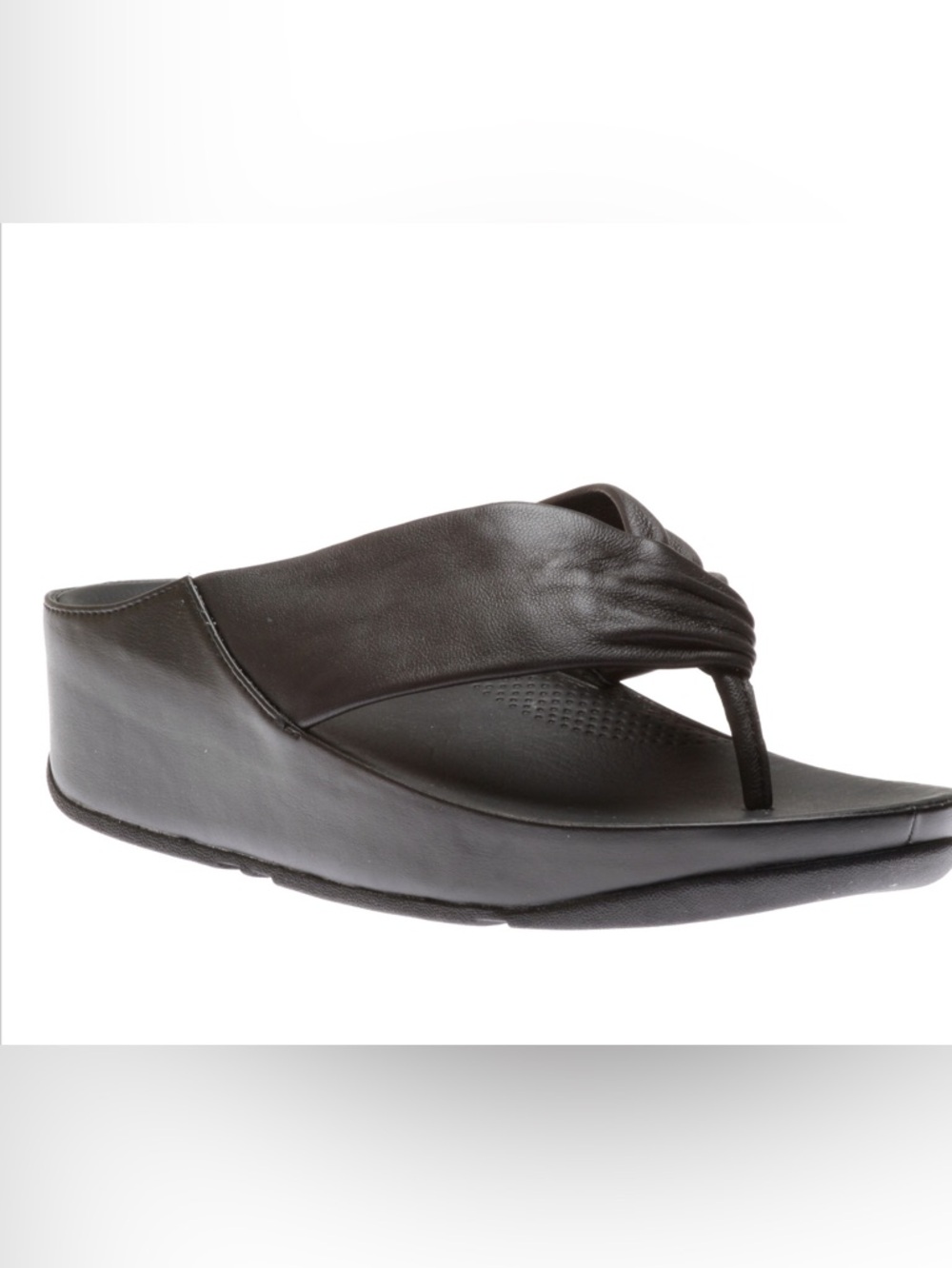 FitFlop Twiss black leather wedge  sandal rubber outsole comfort